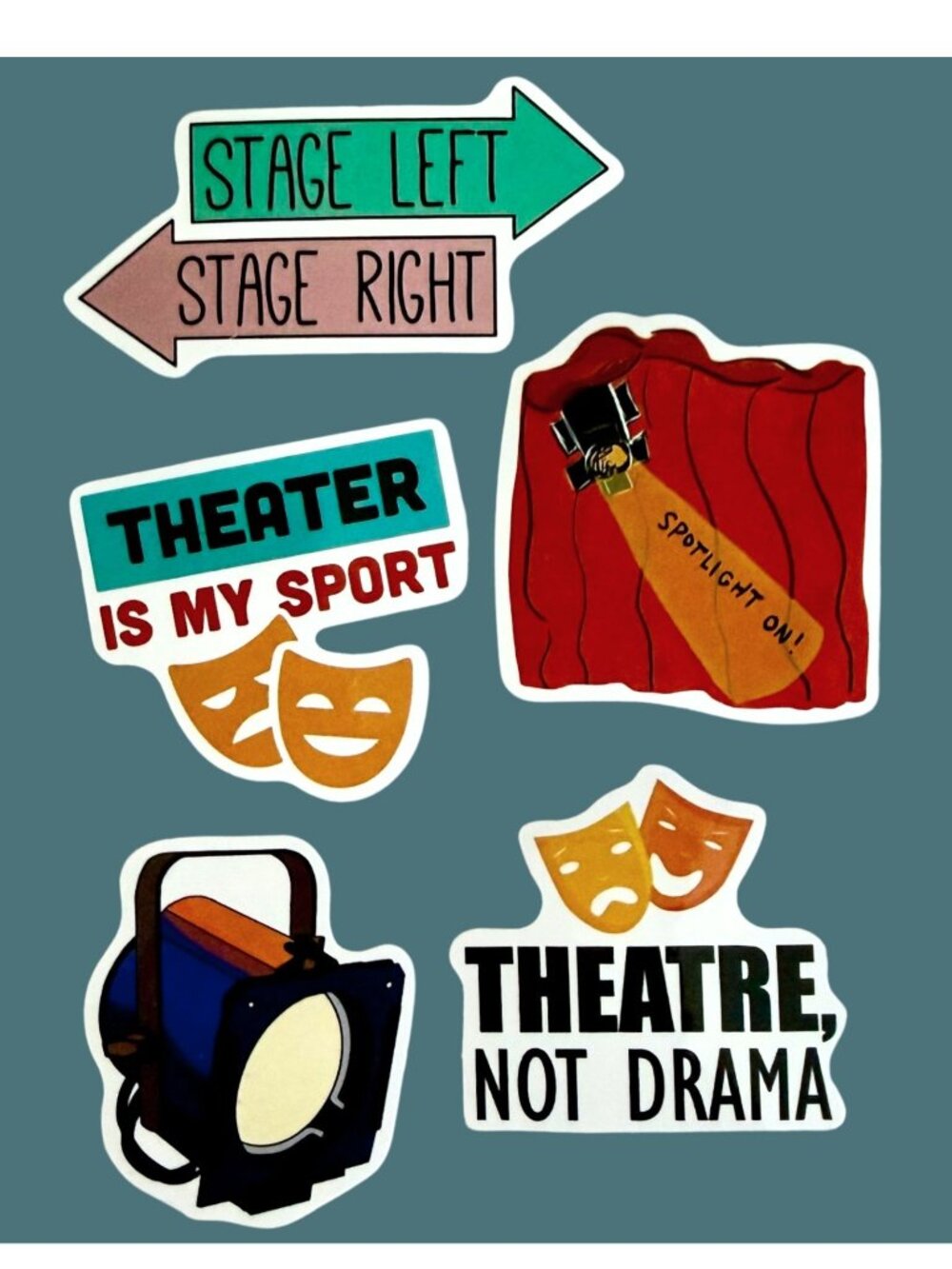Technical Theater 5 Sticker Set Stage Crew Backstage Theatre Gift Pack No8